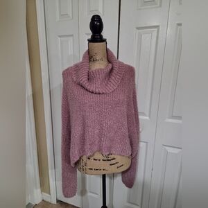 Altar'd State New Pink Cowl Neck Cropped Sweater Size L